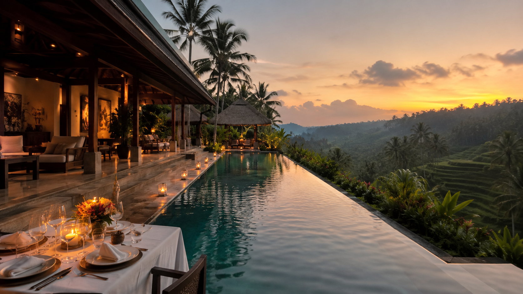 interior mewah private villa Ubud bergaya kontemporer dengan sentuhan tradisional