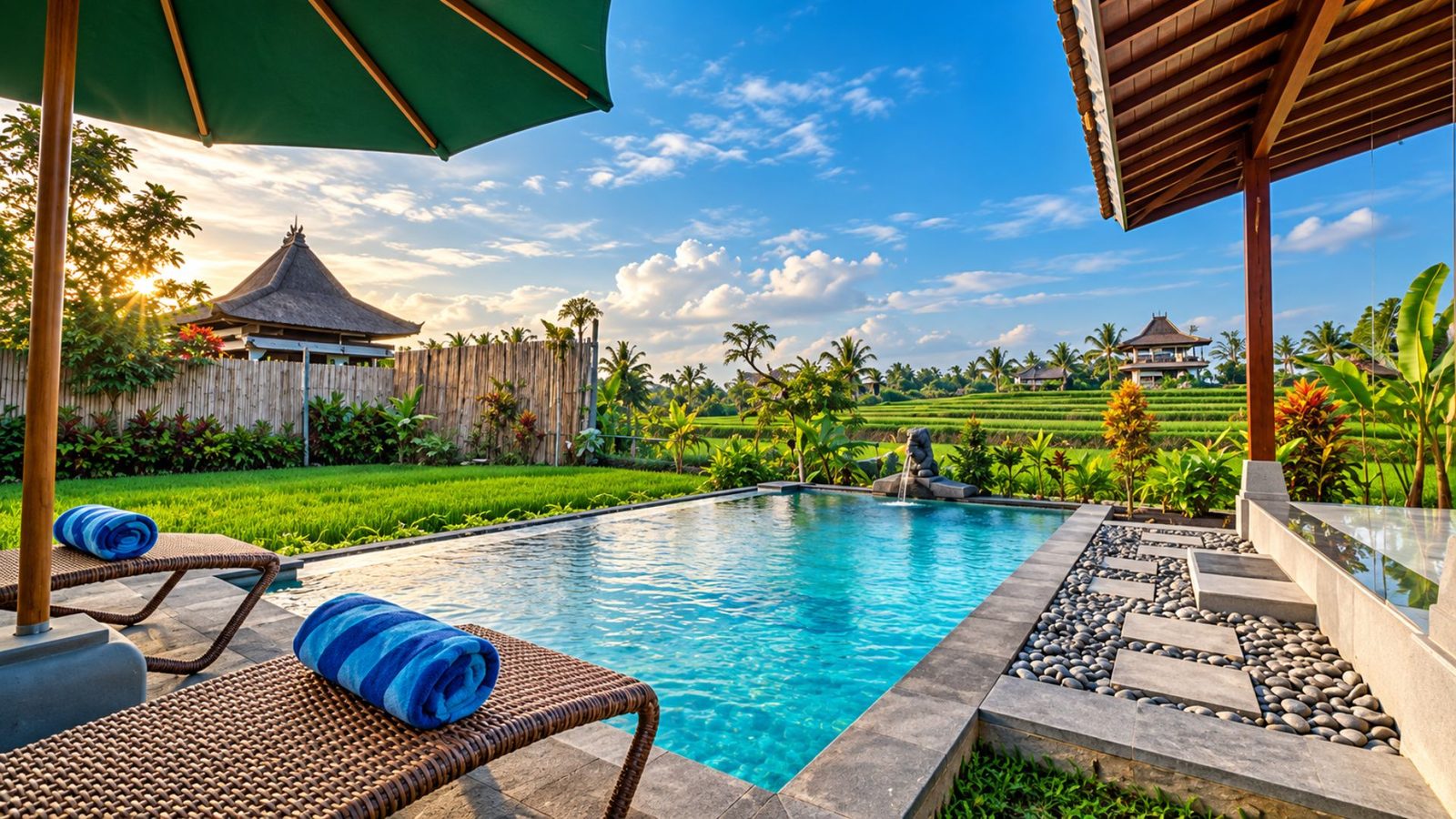 Private pool villa ubud dengan air tenang dan suasana jungle