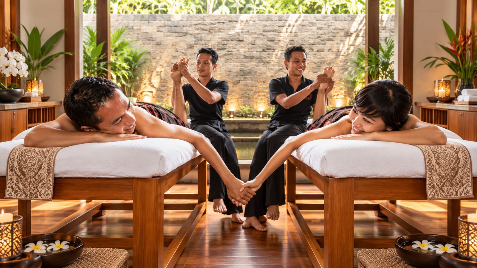 Treatment pasangan di ruang spa resort Nusa Dua