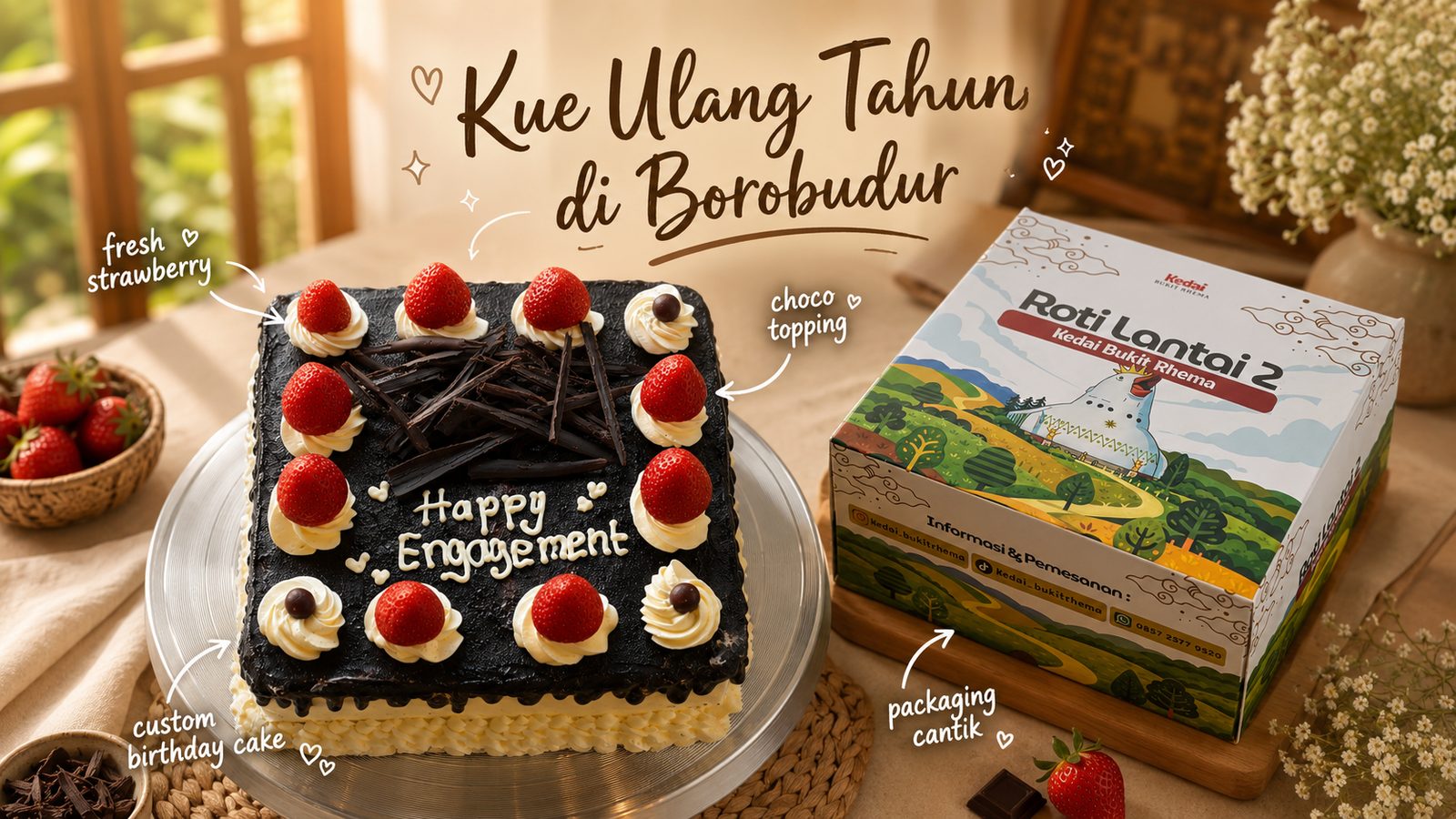 Cake Magelang untuk ulang tahun dari bakery Kedai Bukit Rhema dekat Borobudur